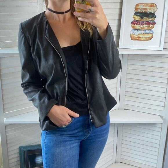 Elementz black faux leather zip up jacket - Picture 4 of 11